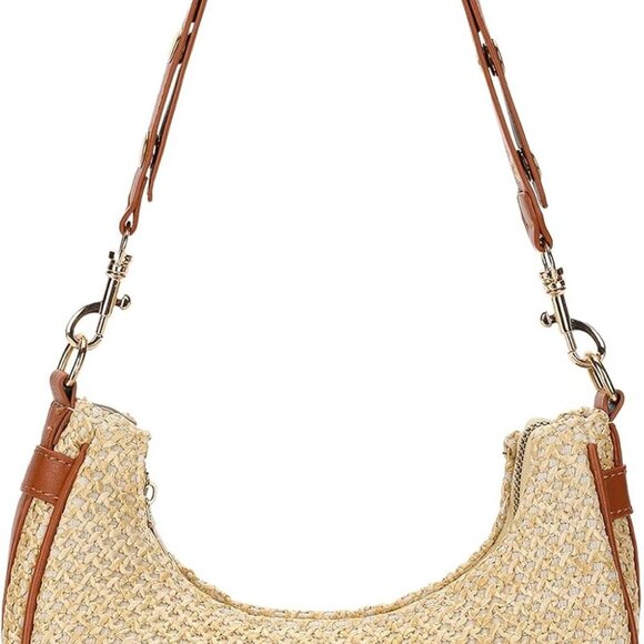 Boho-Chic Woven Straw Beach Bag for Women, Spacious Lightweight Summer Handbag - Picture 1 of 7